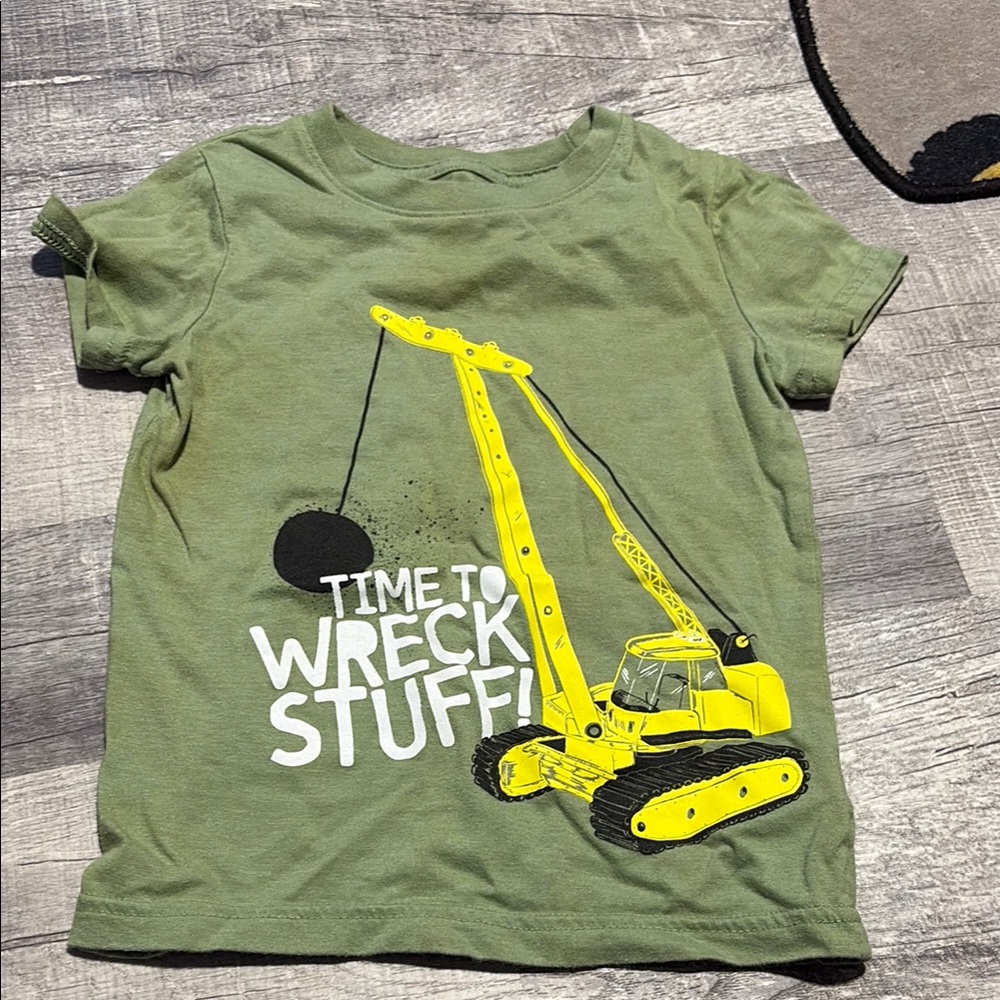 Cat & Jack Green Yellow Construction Tee